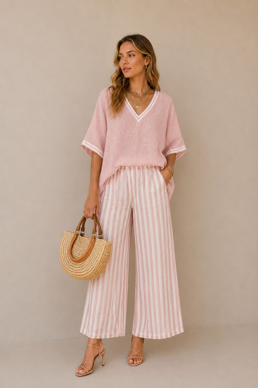 Solana | Conjunto de lino a rayas para mujer
