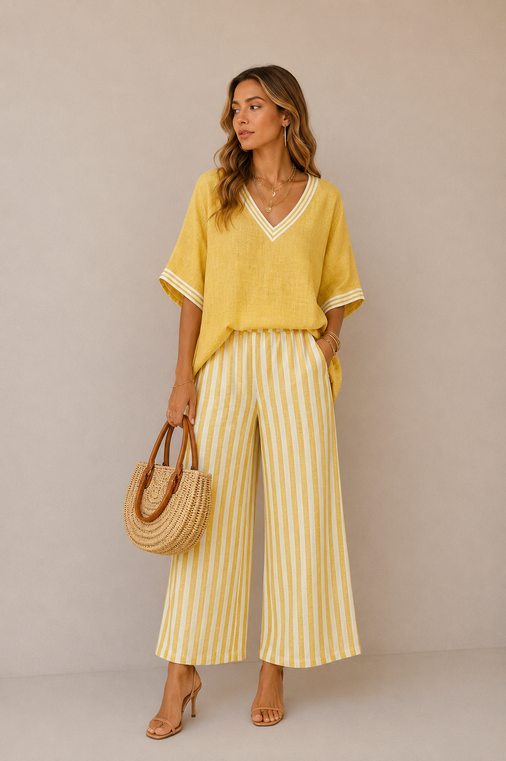Solana | Conjunto de lino a rayas para mujer