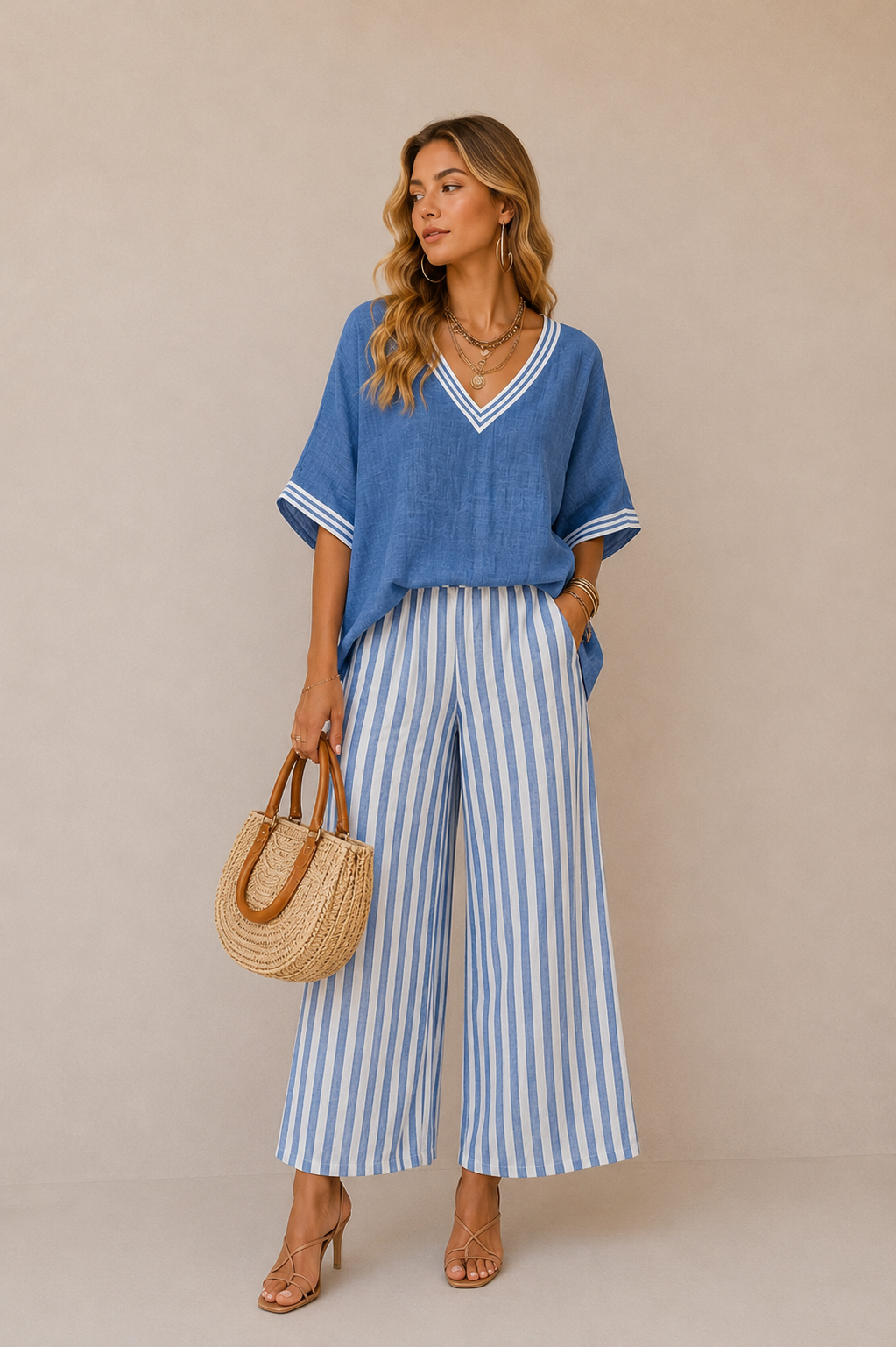 Solana | Conjunto de lino a rayas para mujer