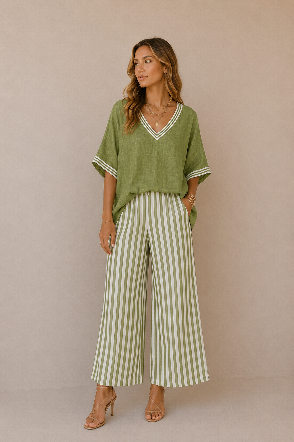 Solana | Conjunto de lino a rayas para mujer