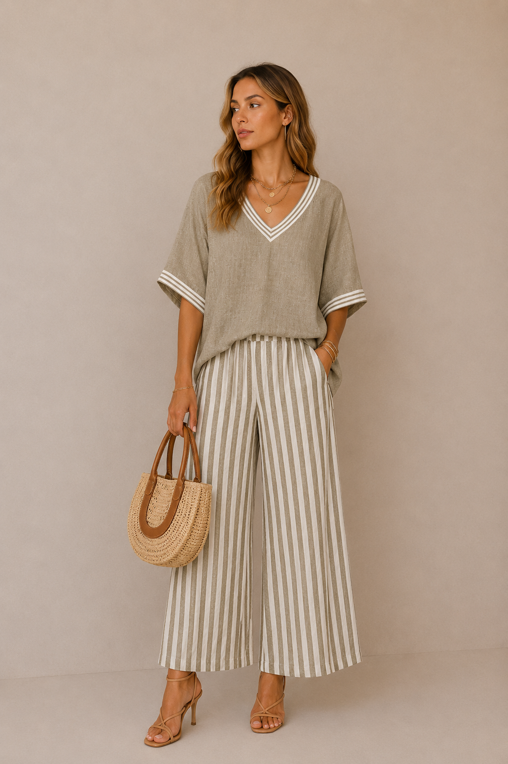 Solana | Conjunto de lino a rayas para mujer